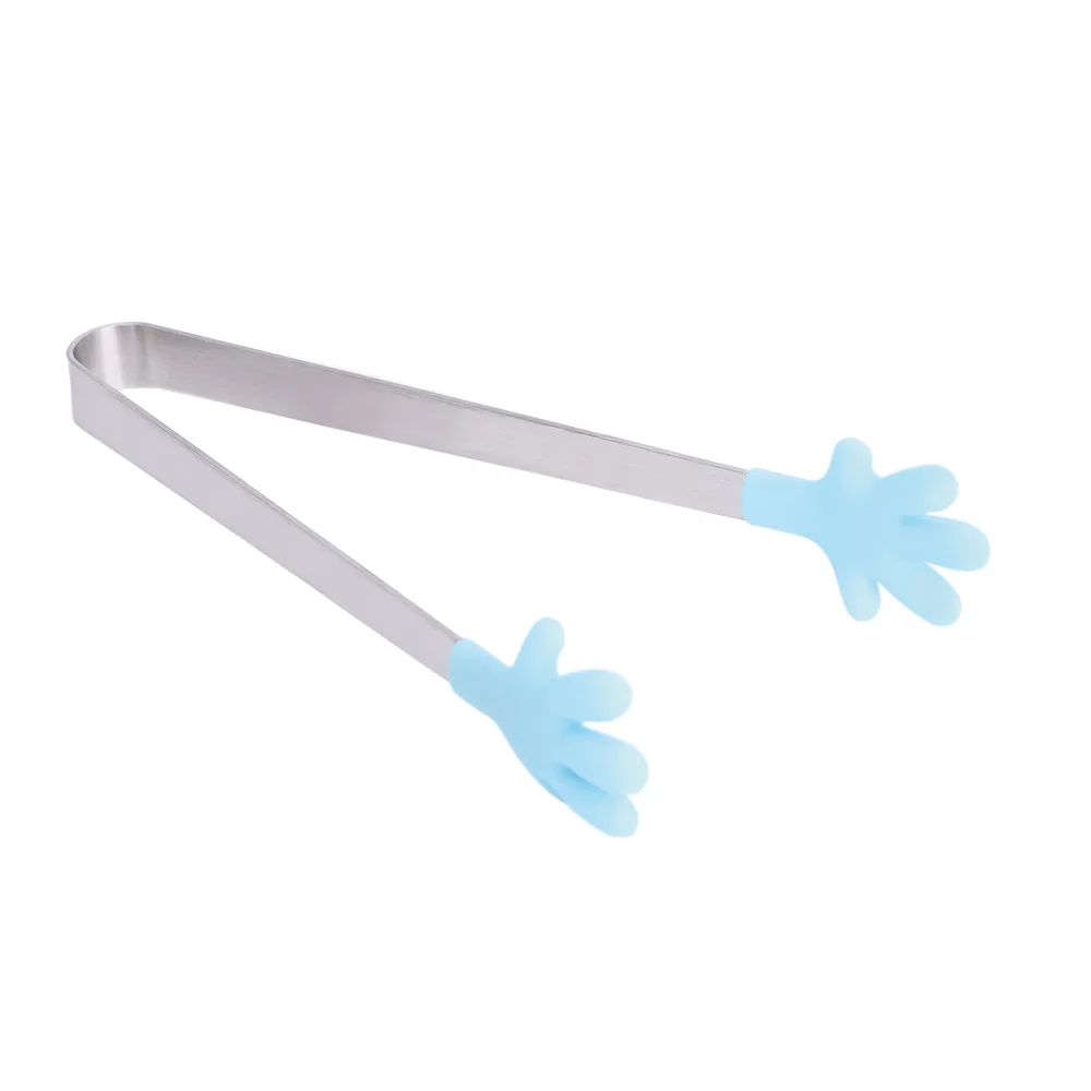 

1Pc Solid Stainless Steel Food Clip Non-slip Mini Silicone Ice Tong Small Hand Folder Clincher Ice Buckets Kitchen Tools