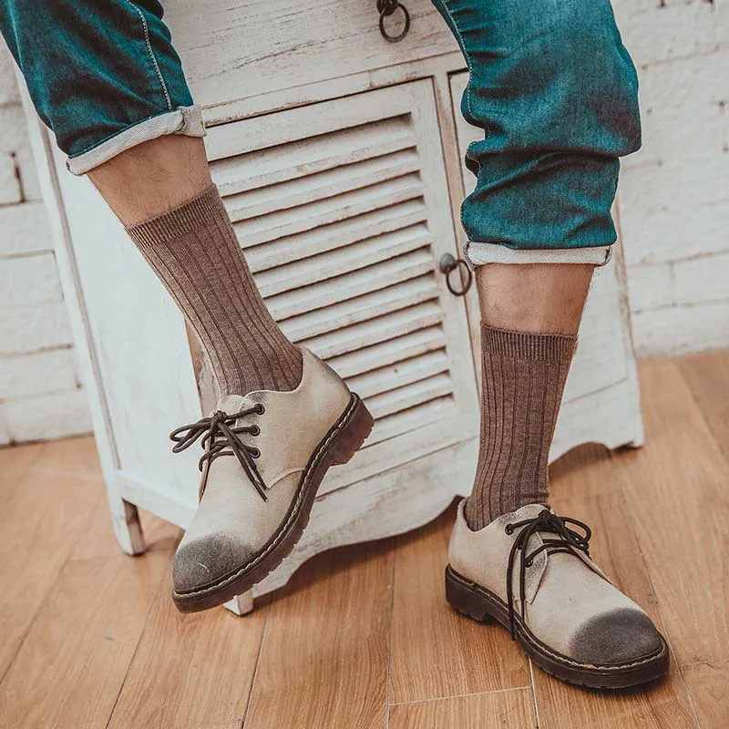 Mantieqingway Solid Color Black Socks for Mens Winter Warm Cotton Sock for Men Breathable Business Long Tube Socks