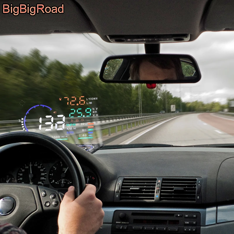 

BigBigRoad For Land Rover Range Rover Freelander Discovery Defender Evoque Car OBD2 II Windscreen Projector HUD Head Up Display