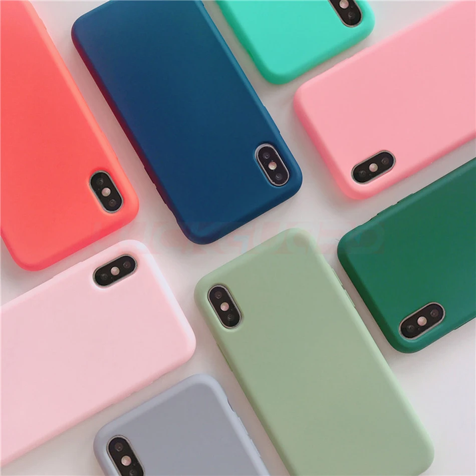 Однотонный Мягкий чехол из ТПУ для iPhone 8 7 6 6s plus X XS Max Xr силиконовый на заднюю