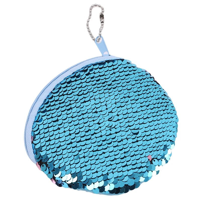 

Bling Sequin Double Color Coin Bag Wallet Change Purse Zipper Round Clutch Earphone Cable Storage Holder Small Keys Bag