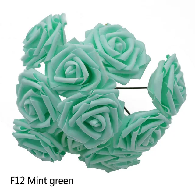 10/20/30 Heads 8CM New Artificial PE Foam Rose Flowers Bride Bouquet Home Flower Wedding Decorations Scrapbooking DIY Flower mint green