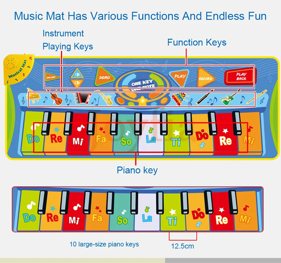 Большой размер Многофункциональный Детский музыкальный коврик пианино клавиатура Сенсорный Тип Электронный музыкальный инструмент коврик для игрушек>
