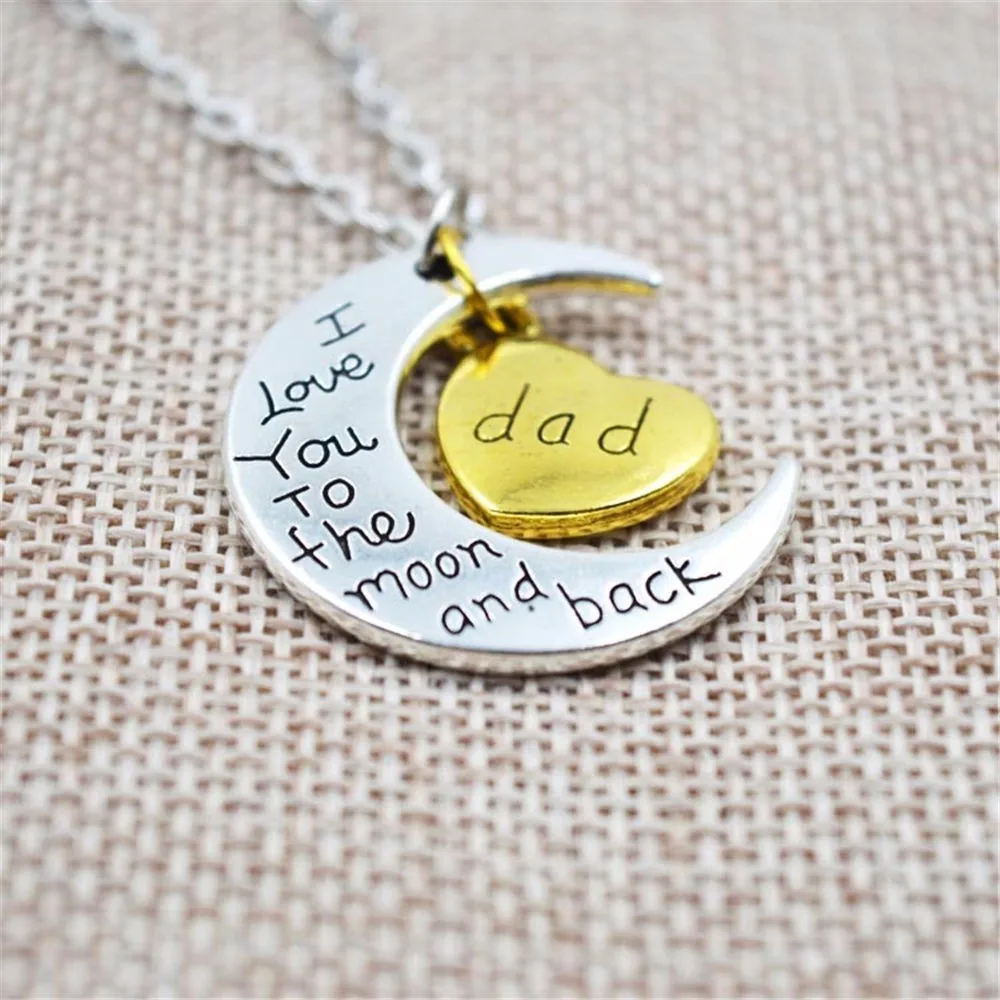 Ожерелье серебряного цвета с надписью I Love You To The Moon And Back|moon and back|fashion necklacenecklace fashion
