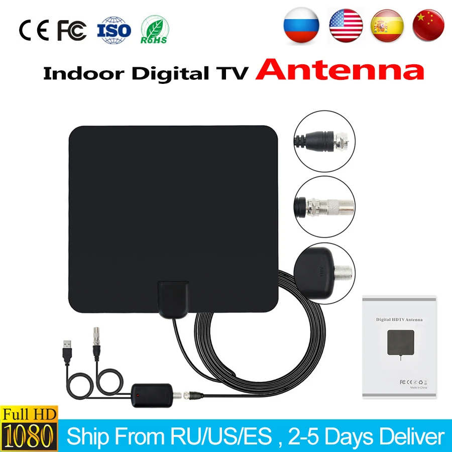 HD цифровая ТВ Антенна Внутренняя HDTV антенна + 50 миль усилитель диапазона сигнала