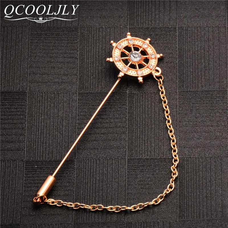 

QCOOLJLY Lapel Pins For Men Suit Accessories Stick Brooch Pins Wedding Party Jewelry