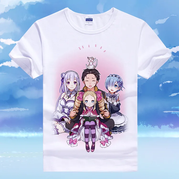 Re: Zero kara Hajimeru Isekai Seikatsu футболка аниме Emilia Rem косплей футболка мультфильм школьные рубашки тройник милый подарок футболка