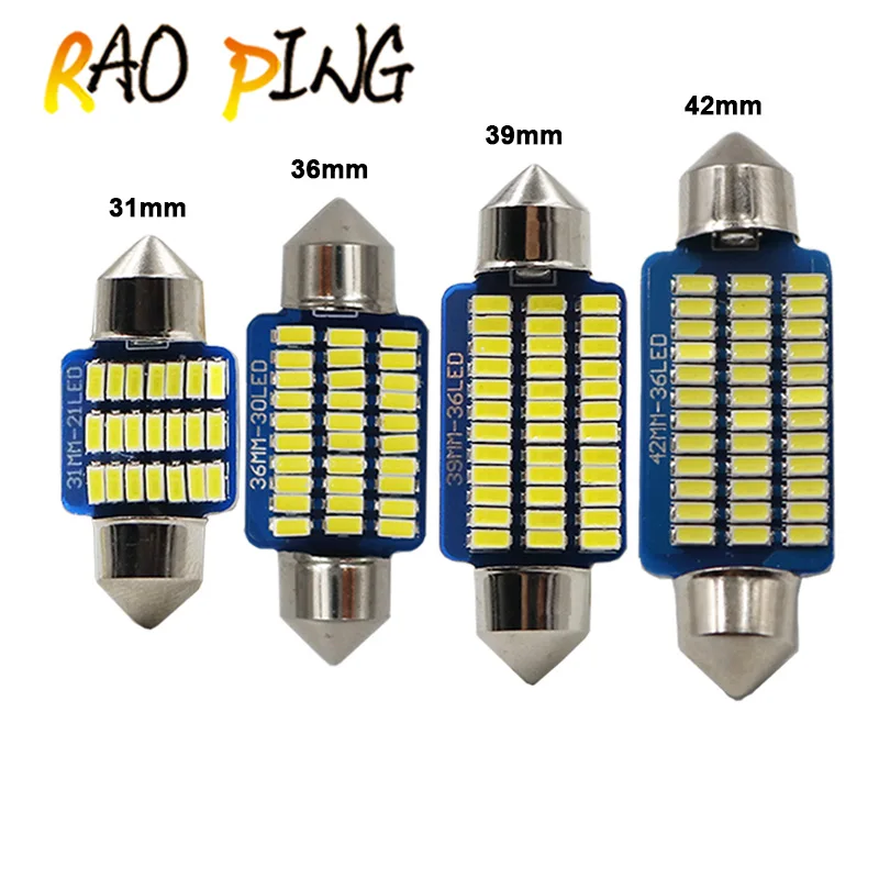 

2Pcs Led Car Light Interior Car Reading Map Light C5W Led 31Mm 36Mm 39Mm 41Mm Festoon Dc 12V White