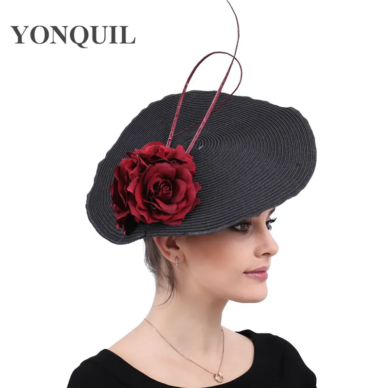 Женские головные уборы с перьями женские marron flowers Kenucky Derby Свадебный вечерний коктейльный головной убор элегантная головная повязка, аксессуары для волос