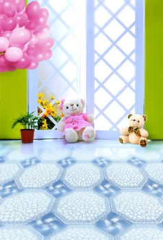 

Laeacco Colorful Balloons Lovely Bears Ceramic Tile Photographic Backgrounds Customized Photography Backdrops For Photo Studio