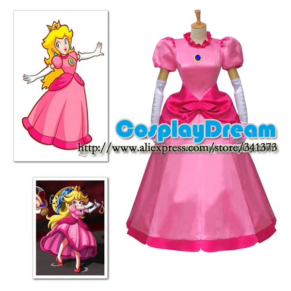 Super Mario Bros -Peach-Princess Toadstool Peach dress cosplay costume