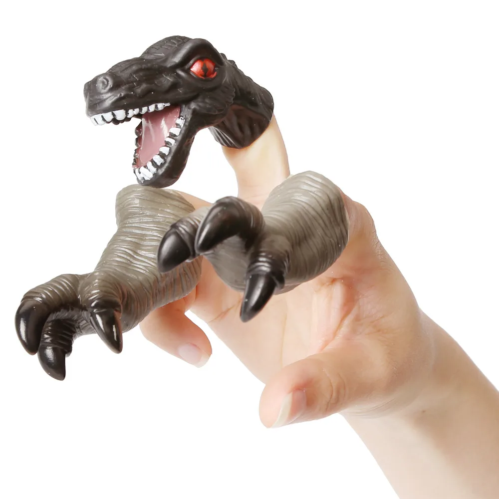 

3pcs/lot Realistic Vinyl Dinosaur Finger Puppets Toy on Hand Puppet Show Animals Model Toys For Kids