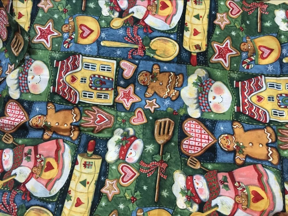 Хлопок милый снеговик пряник человек «сделай сам» Лоскутная работа ткань хлопок 100x110 см