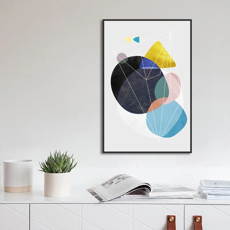 

Nordic Geometric Wall Art Canvas Painting Abstract Colorful Poster Print Modern Minimalist Picture for Living Room Home Decor