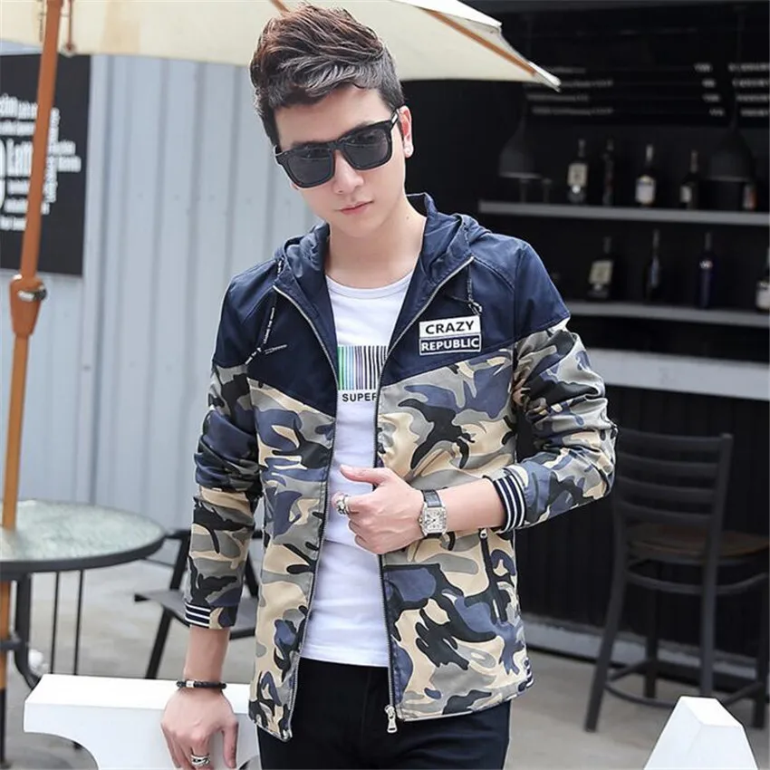 

Camouflage Hoodies Men Jacket 2017 New Mens outwear Men's Coats Korean Version Camouflage Jacket Male Slim Windbreaker Jackets