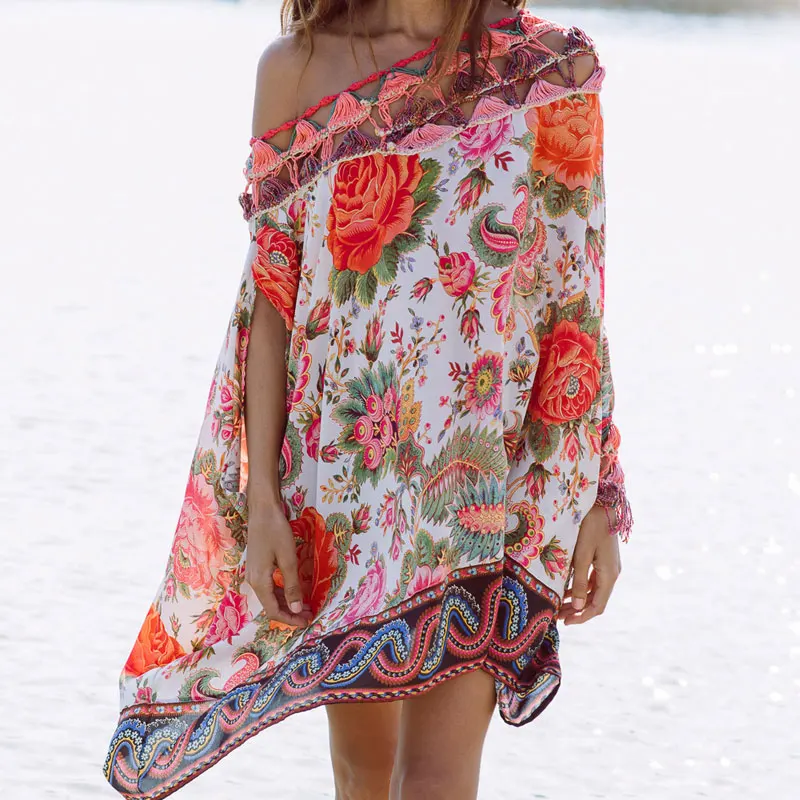 Womens BOHO Beach Wear Cover Up Kaftan Ladies Summer Dress Casual | Женская одежда