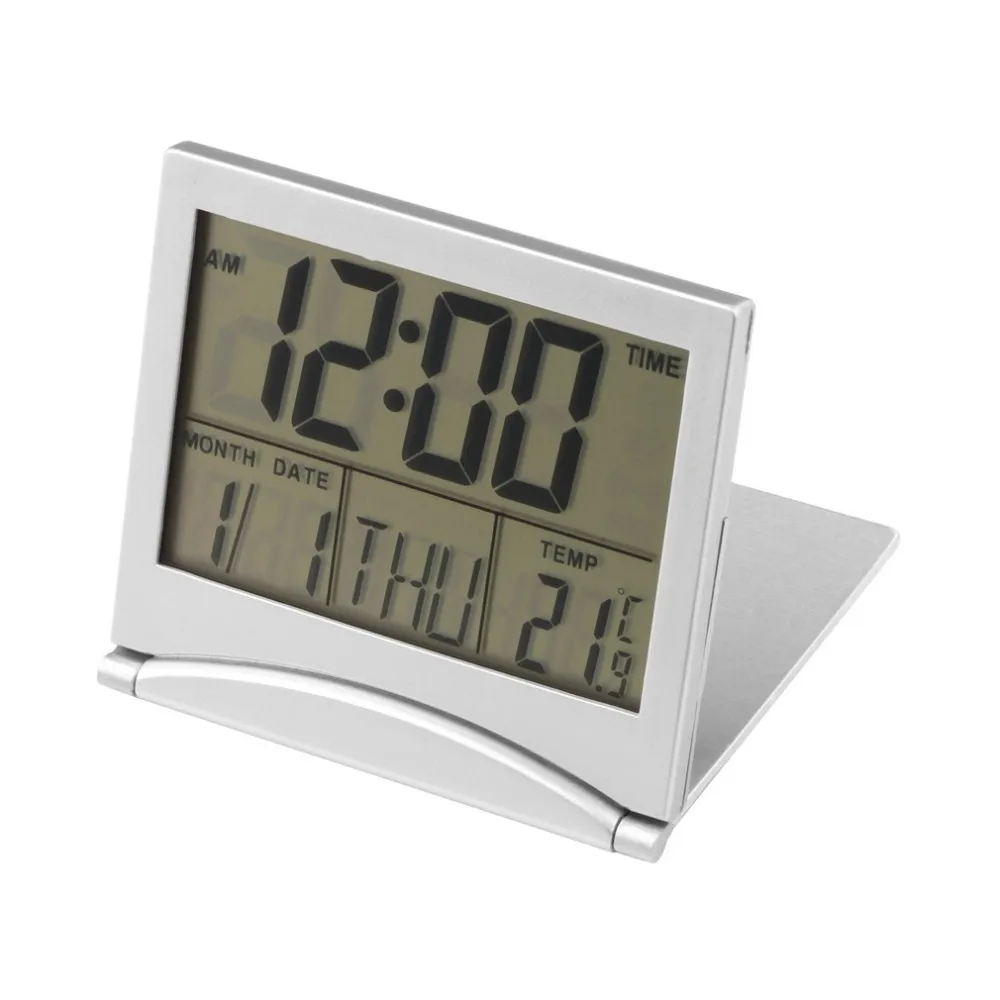 Date Time Temperature Flexible Mini Desk Digital LCD Thermometer Cover Calendar Alarm Clock