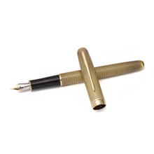 Перьевая ручка в стиле ретро с цепочкой, медный бочонок, Золотой зажим со стрелкой, хорошее перо Jinhao 601A, офисные, школьные принадлежности для письма A6488