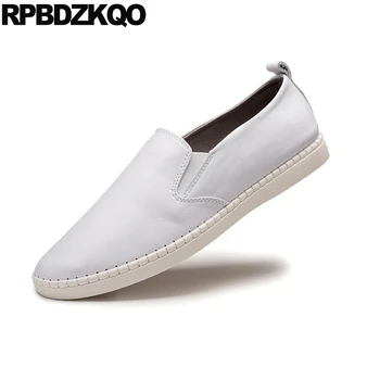 

Trainers Rubber Spring Men Shoes Luxury Brand Designer Real Leather Genuine Skate High Quality Casual Cow Slip On Sneakers White