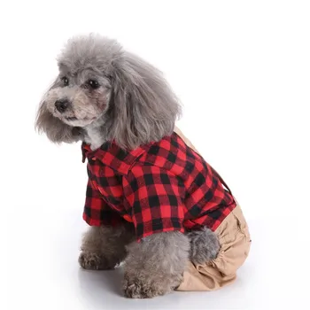 

Leisure Plaid Dog puppy Overalls pants clothes British style Dog Pet Cat Coat Jacket Jumpsuit Small Dog Chihuahua Clothes