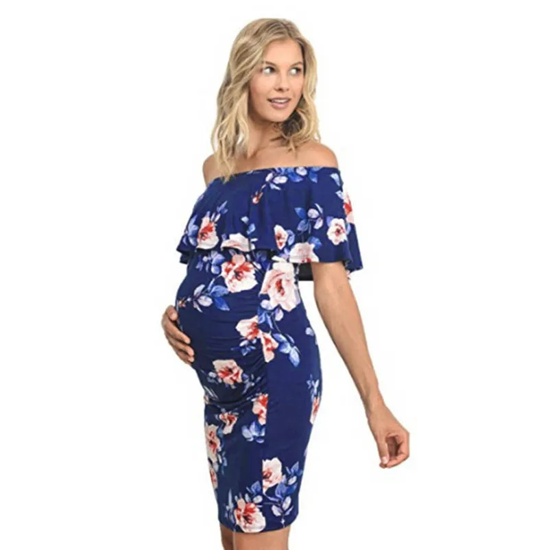 Красивая одежда для беременных Симпатичные беременность платье милые женские для беременных платье одежда из хлопка халат femme enceinte # F #4ot23