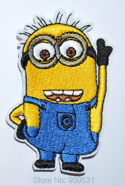 MINION Amarillo Azul Blanco Hierro en apliques bordados