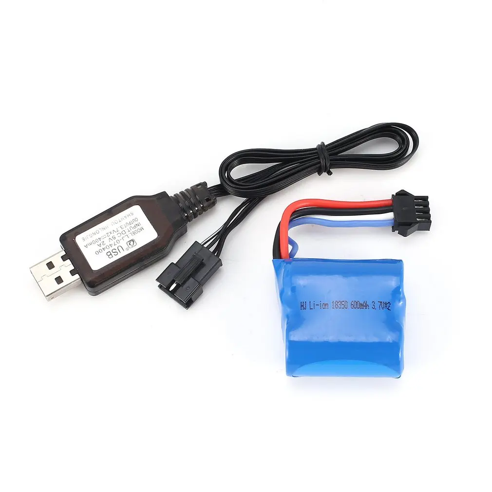 

7.4V 600mAh SM Plug Rechargeable Li-ion Battery with USB Charger for RC High Speed Boat Ship UDI 001 Parts Accessories