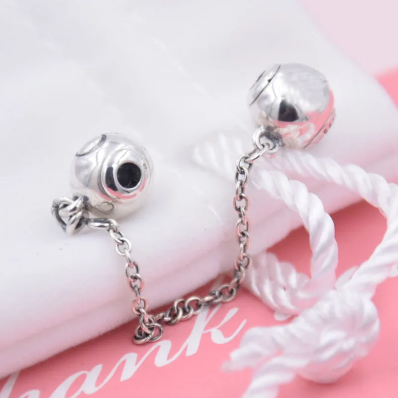 

1:1 Safety Chain 925 Sterling Silver Beads Charm Round Beads Fit Pandora Essence Bracelet Bangle DIY Jewelry