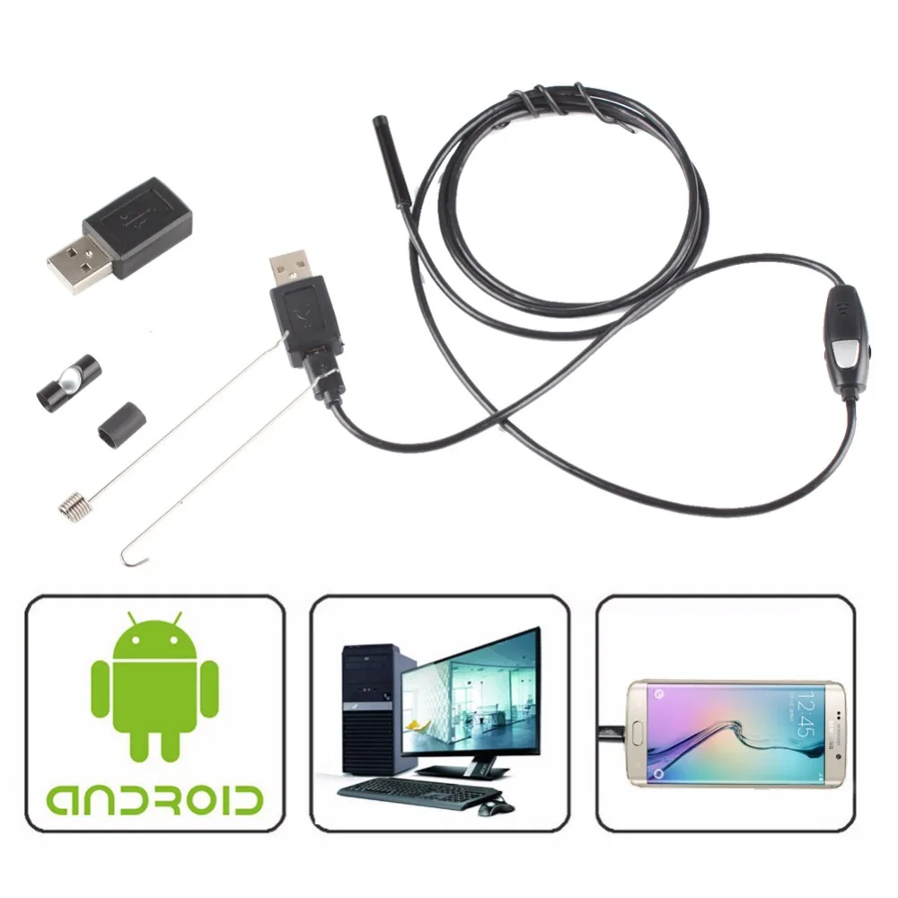 5 мм Lens2M 720P Android USB эндоскоп камера Гибкая Змея труба осмотр телефон бороскоп
