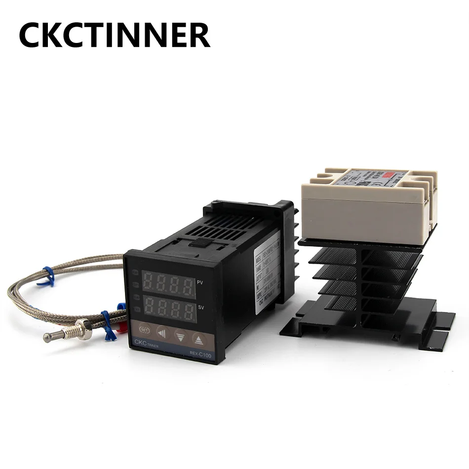 REX-C100 цифровой регулятор температуры C100 термостат + 40DA ССР реле + K 1 м термопары РКЦ