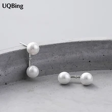 Лучшие модные стильные двойные серьги-гвоздики из стерлингового серебра 925 пробы жемчужные серьги-гвоздики для женщин ювелирные изделия Brincos