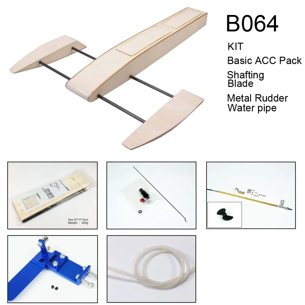 RC Speed Boat 495mm Wooden Sponson Outrigger Shrimp Racing Boat Model Building Kits Radio Remote Control Speedboat 12