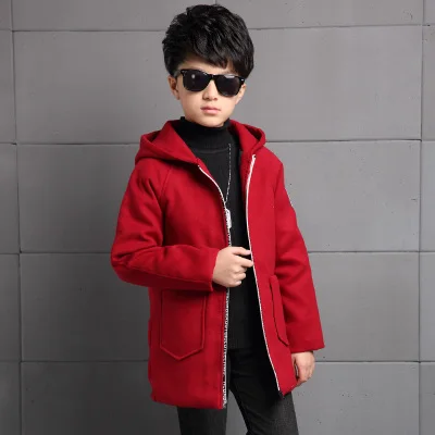Новая детская одежда зимнее шерстяное пальто для мальчиков утепленное шерстяное пальто в Корейском стиле для больших мальчиков - Цвет: Photo Color