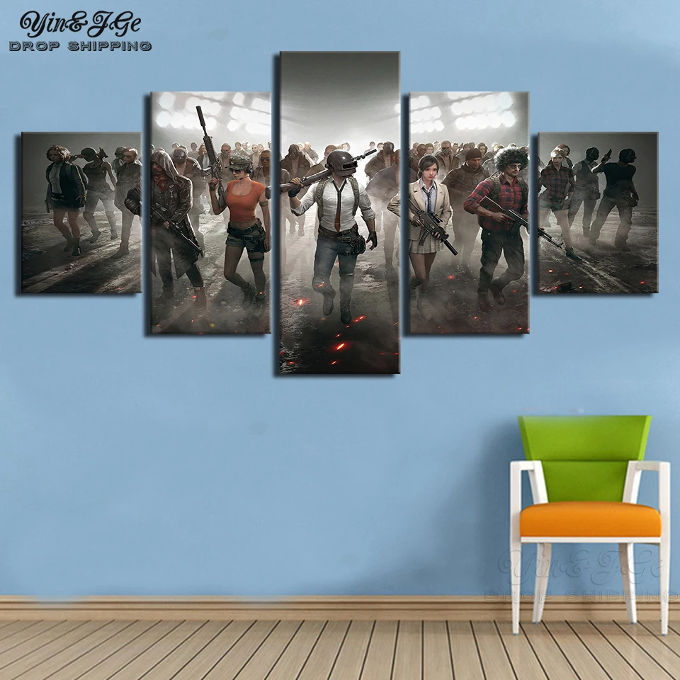 

HD Printed Painting Frameworks Modular Poster 5 Pieces Pubg Video Game Popular Canvas Picture Decor Living Room Wall Artworks