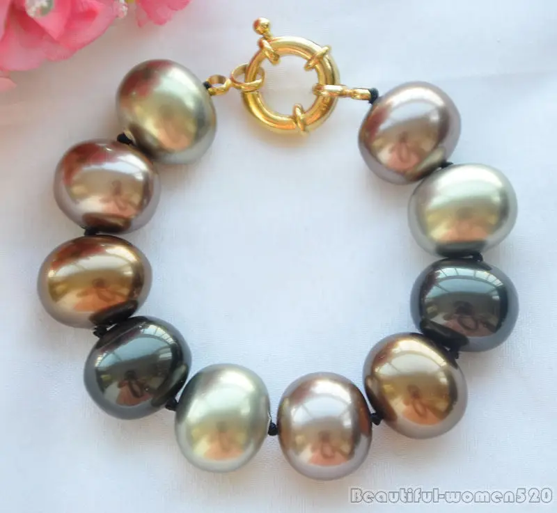 

Z8884 8" 20mm Jewelry Egg Shell Pearl Bracelet Cougar CZ 8inch