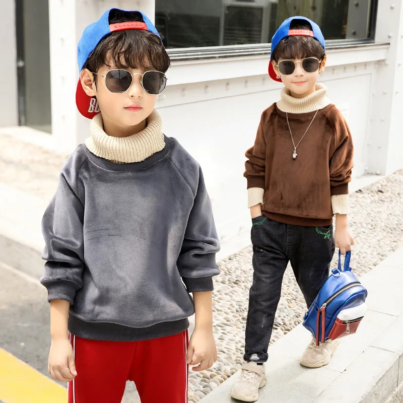 

velvet patchwork hoodies for teenagers boys long sleeve o-neck cotton sweatshirts clothing kids 2018 winter tops boys outerwears