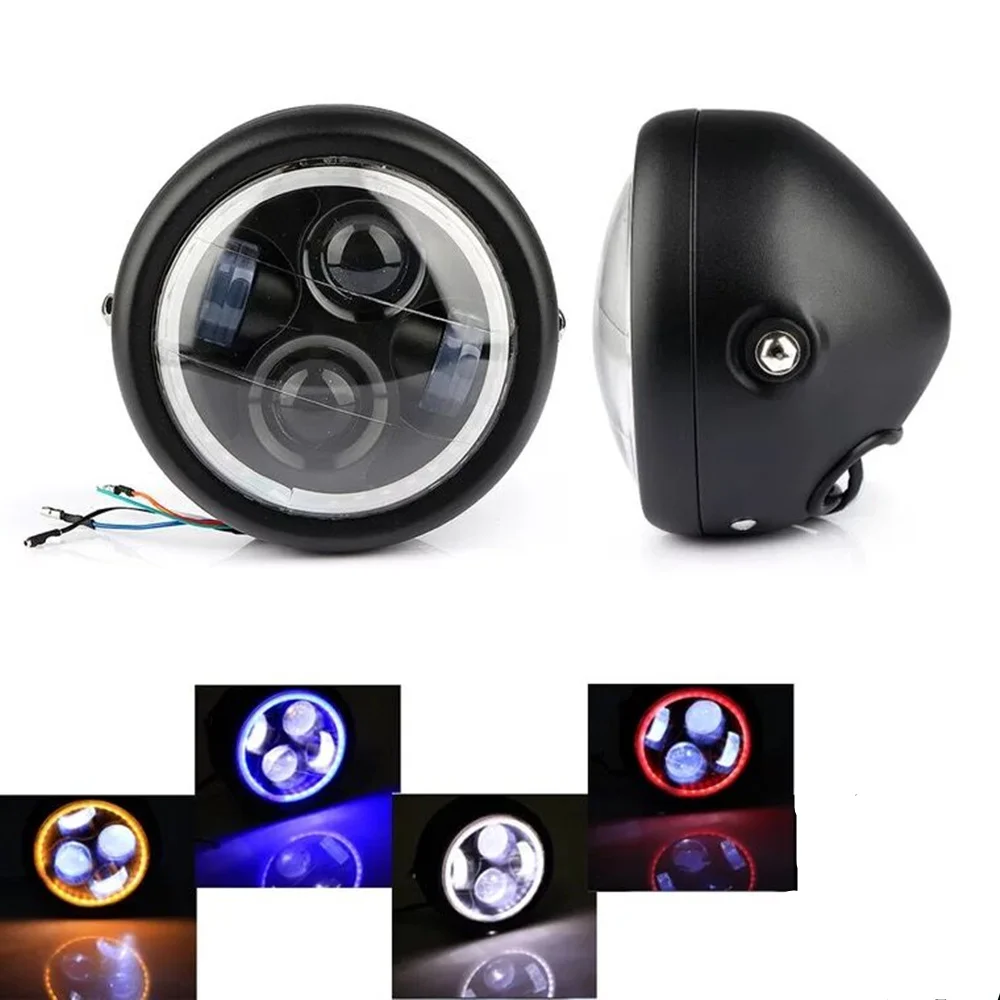 

NEW 6.5" Motorcycle LED Headlight HeadLamp Bulb for Harley Sportster Cafe Racer Bobber Motor HeadLamp Bulb DRL With Angel Ring