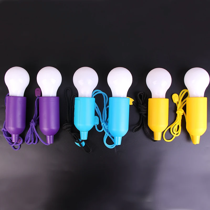 Outdoor Garden Camping Hanging LED Light Lamp Colorful Light Bulb Chandelier Portable LED Pull Cord Light Bulb Drop Shipping
