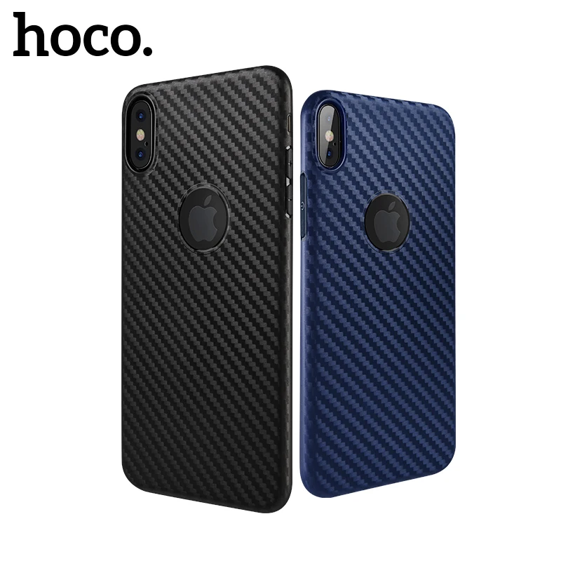 HOCO для iPhone X Мягкий TPU Защитный чехол с рисунком под карбон ультра тонкий задняя крышка Стильный Премиум Роскошный Матовый Чехол на Айфон Х Карбоновый рисунок Стильный Современный Чехол Хоко