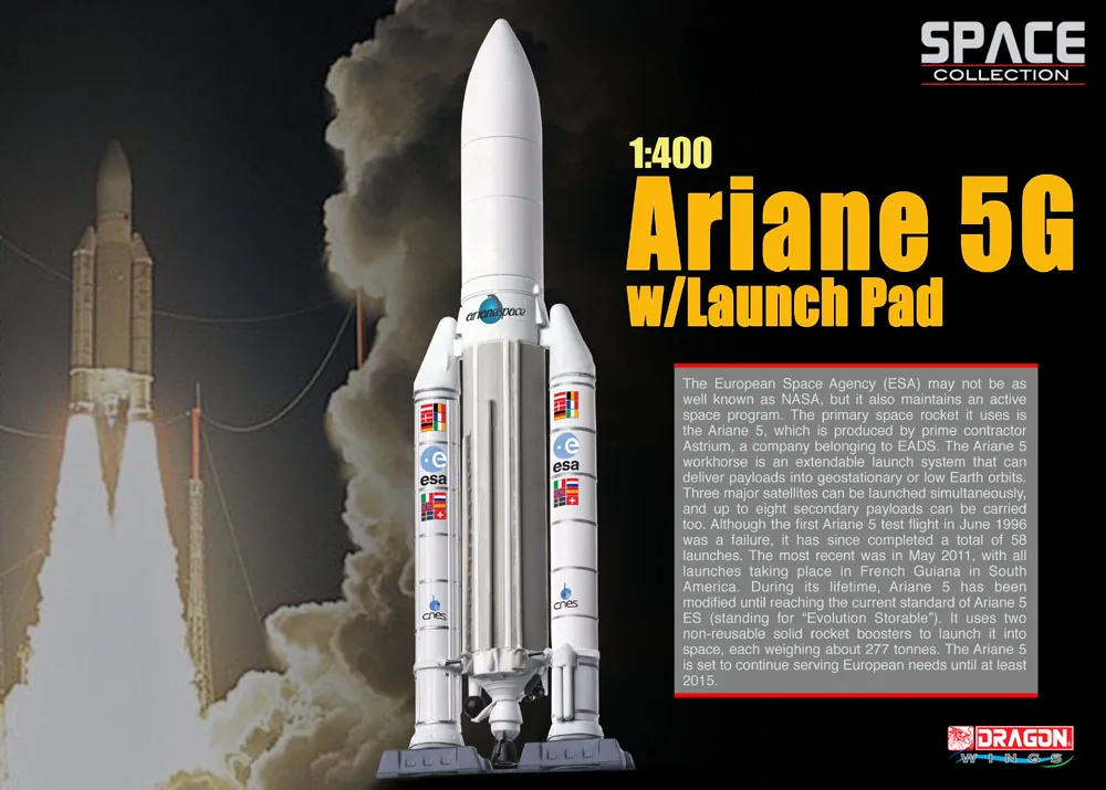 

Special offer new rare Dragon 1/400 ESA Ariana 5G rocket + launcher 56230 Collection of finished product model Holiday gifts