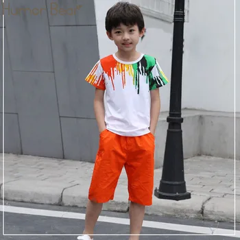 

Humor Bear Boys 2019 New Summer Clothing Set Baby Boy Clothes Kids Clothing Sets Colorful Shirt+Pants 2Pcs Boys Clothes Suit
