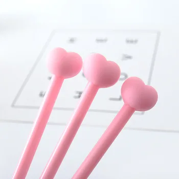 

New 2Pcs/Lot Pink Cute Kawaii Heart Girl Love Novelty New Creative Pen Gel Pen Office School Gift Stationery Pen