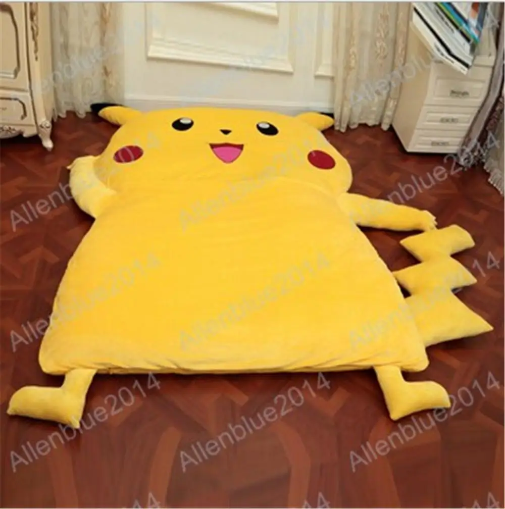Giant Pikachu Sleeping Bag Cotton Filled Tatami Mattress Quilt Sofa Double Bed Cushion Plush Memory Foam Big Xmas Birthday Gift