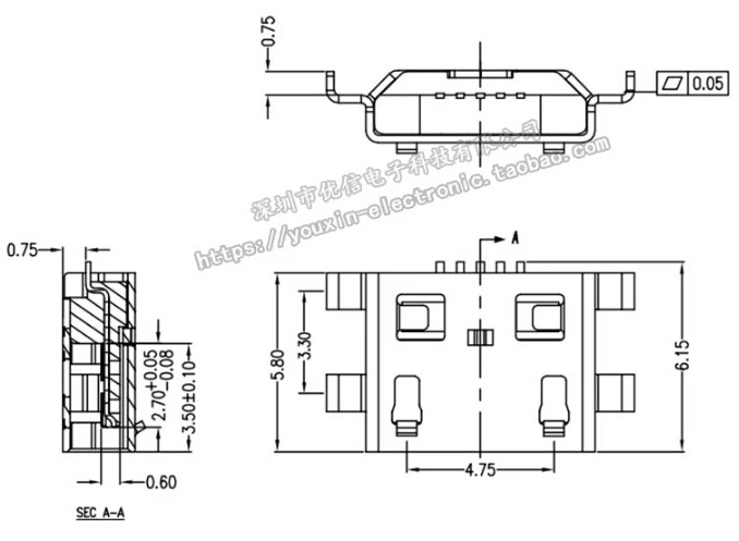 100 шт. Micro USB 5pin B Тип гнездовой разъем для мобильного телефона Micro USB разъем 5pin разъем для зарядки