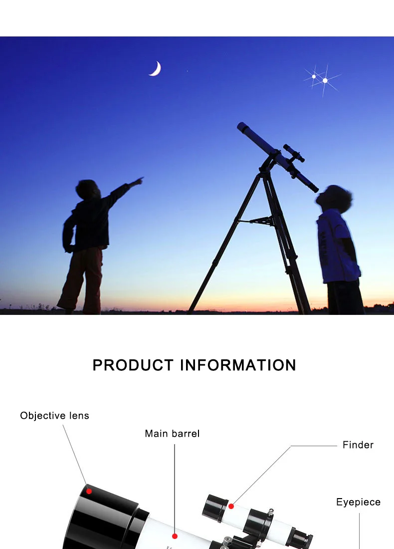 Profissional das Crianças Mundo com Tripé Nanoo Telescópio Monocular Stargazing Visualização hd 14 stargazing visualização mundo com tripé