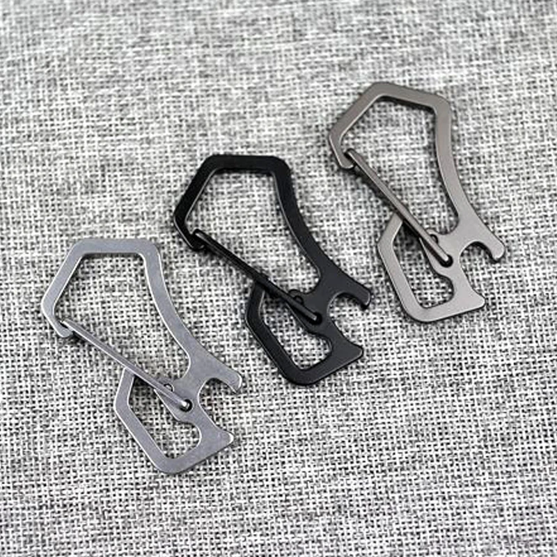 Outdoor Multifunction Bottle Opener Press Keychain Machinist Elastic Ring Quick - Release EDC
