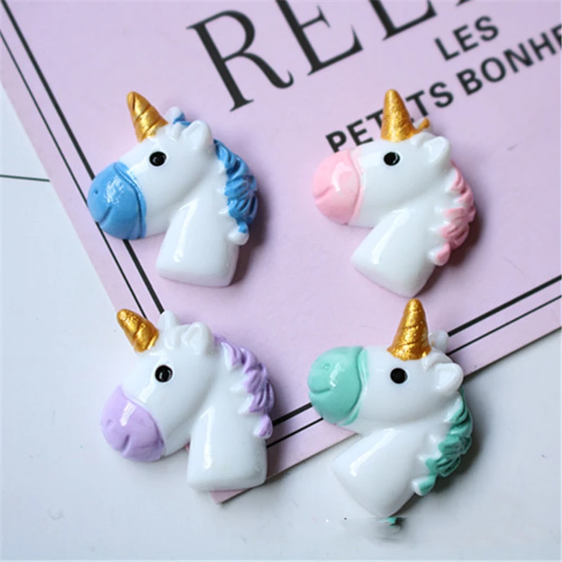 

5pcs Cartoon Unicorn Cute Resin Headdress Findings Kids Handmade Hair Accessories DIY Cream Mobile Phone Case Jewelry P68
