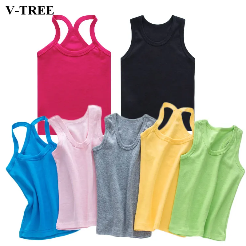 V-TREE футболка для девочек; Детские футболки; сезон весна-лето; футболки ярких цветов для девочек; хлопковый жилет; летняя детская одежда
