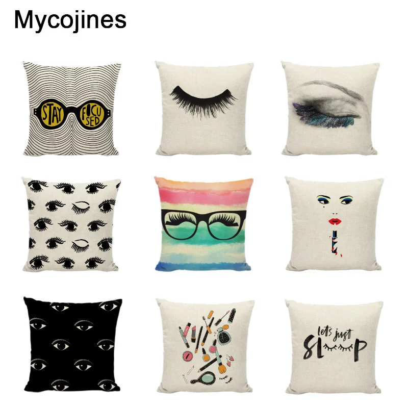 

Lash Cushion Cover Plain Make Up Perfect Lashes Eyelashes Charming Woman Red Lips Pillowcase Home Decor Sofa Seat Pillow Covers