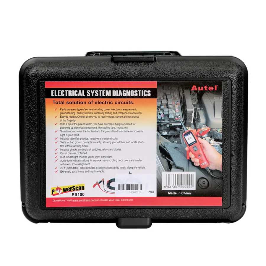 AUTEL PowerScan PS100 الكهربائية نظام التشخيص أداة سيارة السيارات OBD2 ماسحة جهاز فحص الدائرة الكهربائية الكهربائية نظام قانون القارئ